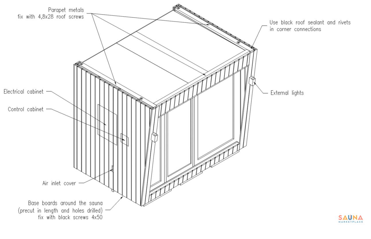 saunum aircube space prebuilt outdoor sauna from europe assembled